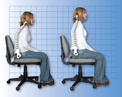mandy-smaller.jpg Picture of a lady sitting in office chair without Sit EZ, next to the same girl sitting in the chair with the Sit EZ.